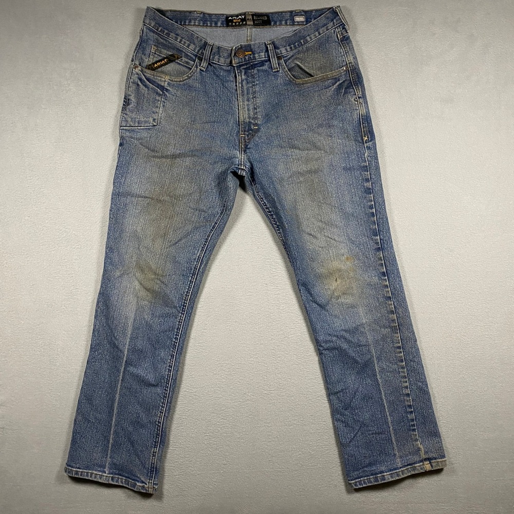 Ariat Jeans Men 35x32 Blue Rebar M4 DuraStretch Basic Boot Cut 10016221